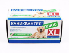Каниквантел плюс XL Антигельминтный препарат для собак и кошек со вкусом мяса, 12 таблеток
