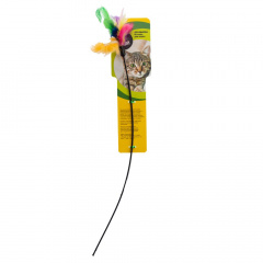 Игрушка для кошек Дразнилка с пером цветная Ирис 45см