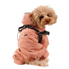 Комбинезон со шлейкой и капюшоном для собак XS коричневый (девочка)