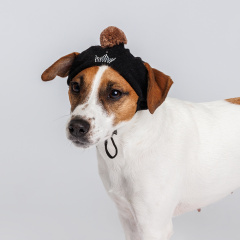 Шапка зимняя универсальная для собак, объем головы до 30 см, черно-коричневый (унисекс)