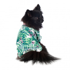 Рубашка для собак с листьями XS зеленый (унисекс)
