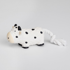 Игрушка из латекса для собак Корова с веревочным хвостом, 10х4х5 см