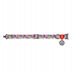 Ошейник WAUDOG Nylon с рисунком Волшебные цветы (ширина 20 мм, длина 24-40 см) металлическая пряжка-фасткес