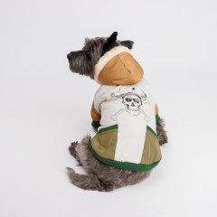 Куртка с капюшоном для собак Скелет, M, серо-зеленая