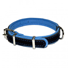 Ошейник для собак средних пород, фетр черный-голубой 32-44x2 см
