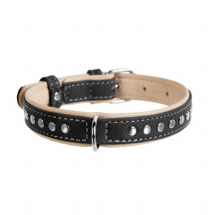 SOFT Ошейник для собак мелких пород с металлическими украшениями черный верх 30-39x2 см