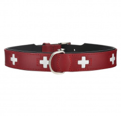Ошейник для собак Swiss 75 (61-68,5 см) кожа красный/черный