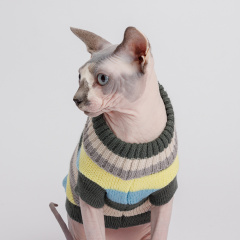 Свитер полосатый для кошек и собак, 35 см, желто-голубой