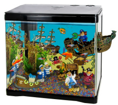 Аквариумный детский набор Собери свой Пиратский остров, объем аквариума 33 л, черный