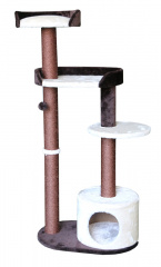 Дом-когтеточка для кошек TREVISO многоярусный, белый/коричневый, 60x40x130 см
