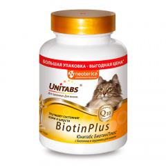 БиотинПлюс Витаминно-минеральный комплекс с биотином и таурином для здоровья шерсти и кожи у кошек, 200 таблеток