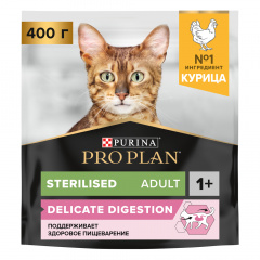 Sterilised Сухой корм для взрослых стерилизованных кошек и кастрированных котов с чувствительным пищеварением, с курицей, 400 гр.