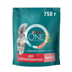 Sterilised Сухой корм для взрослых стерилизованных кошек и кастрированных котов, с лососем и пшеницей, 750 гр.