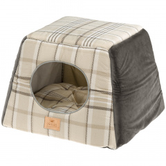 Домик-трансформер с двухсторонней подушкой Edinburgh для кошек и собак мелких пород, 44х44х33 см, коричневый