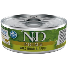 N&D PRIME влажный корм для кошек, с мясом дикого кабана и яблоком, 80г