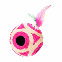 Игрушка для кошек Шар сизалевый с игрушкой, розовый, 11,5 см