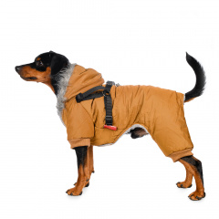 Комбинезон со шлейкой и капюшоном для собак M бежевый (унисекс)