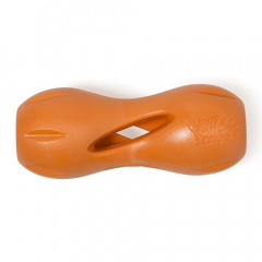 Игрушка для собак гантеля под лакомства Qwizl S оранжевая 14 x 6 см