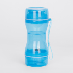 Бутылка для воды и корма для собак и кошек, вода 330 мл, корм 280 мл, голубая