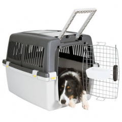 Переноска Gulliver 5 для собак среднего размера до 25 кг, 58x60x79 см, светло-серая-темно-серая