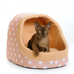 Лежанка-домик Норка для кошек и собак мелких пород, 34х34х40 см, бежевый
