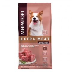 Extra Meat Сухой корм для собак средних пород, с говядиной black angus, 10 кг