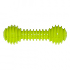 Игрушка для собак Гантель рифленая резиновая зеленая 15 см