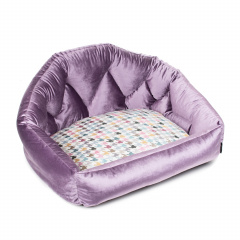Лежак с рельефной спинкой Корона для кошек и собак мелких пород, 60х45 см, фиолетовый