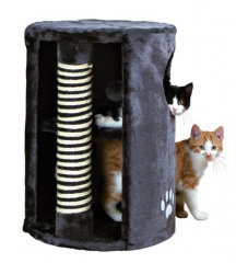 Дом-когтеточка для кошек Dino круглый темно-серый 41х41х58 см
