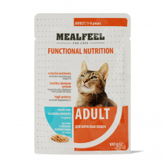 Functional Nutrition Adult Влажный корм (пауч) взрослых кошек, с лососем и креветками в соусе, 100 гр.
