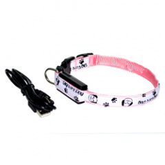Ошейник с USB-зарядкой светящ. Собачки и лапки 15мм,(18-28 см) 14-3400US
