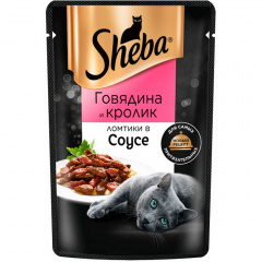 Корм влажный для кошек ломтики в соусе с говядиной и кроликом, 75 г