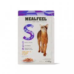 Functional Nutrition Влажный корм (пауч) для стерилизованных кошек, курица в соусе с цельными кусочками филе для контроля веса, 85 гр.