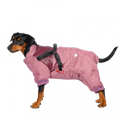 Комбинезон для собак на молнии со шлейкой розовый девочка
