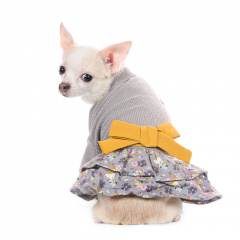 Платье-свитер для собак M серый (девочка)
