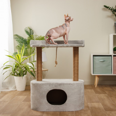 Дом-когтеточка Котодискотека (62х35х78 см) для кошек, светло-серый