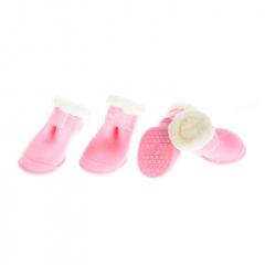 Ботинки на липучках розовые резиновые с мехом №S