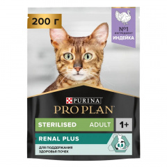 Sterilised Adult Renal Plus Сухой корм для поддержания здоровья почек у стерилизованных кошек и кастрированных котов, с индейкой, 3 кг
