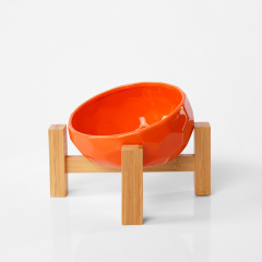 Керамическая миска на подставке - Cioto, Коралловый