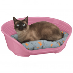 Лежак пластиковый для кошек и собак мелких пород Siesta Deluxe 2, 43x28 см, розовый