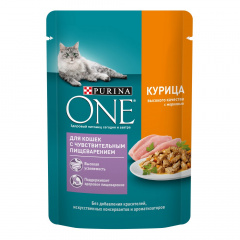 Sensitive Влажный корм (пауч) для взрослых кошек с чувствительным пищеварением, с курицей и морковью в соусе, 75 гр.