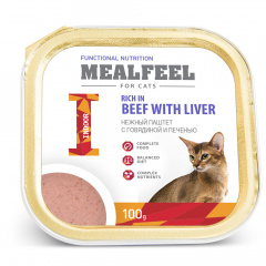 Functional Nutrition Влажный корм (ламистер) для домашних кошек, нежный паштет с говядиной и печенью, 100 гр.