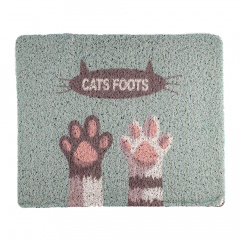 Коврик под туалет для кошек бирюзовый c надписью Cats Foots 45х38см