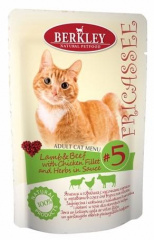 Fricassee #5 влажный корм для взрослых кошек, ягненок и говядина с кусочками курицы и травами в соусе, 85 г