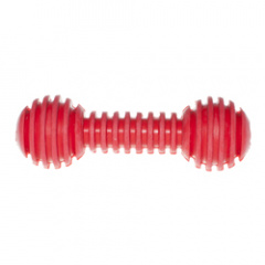 Игрушка для собак Гантель рифленая резиновая красная 15 см