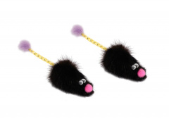 Игрушка для кошек Мышь норка с хвостом трубочкой, 2 шт. 7 см