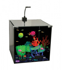 Аквариум Glow Set-27, 30х30х30см, 27л, для светящихся рыб и декорацийчерный