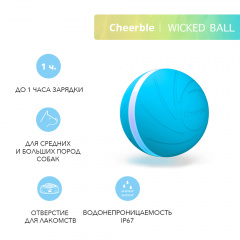 Интерактивная игрушка мячик-дразнилка для собак и кошек Wicked Ball, синяя