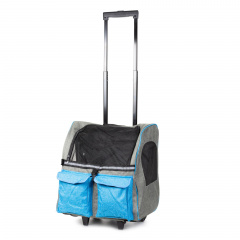 Сумка-рюкзак на колесиках 3 в 1 для кошек и собак мелкого размера, 43х31х43-106 см, синяя