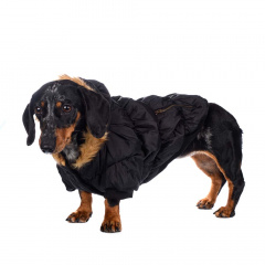 Куртка для собак с меховым капюшоном черная XS